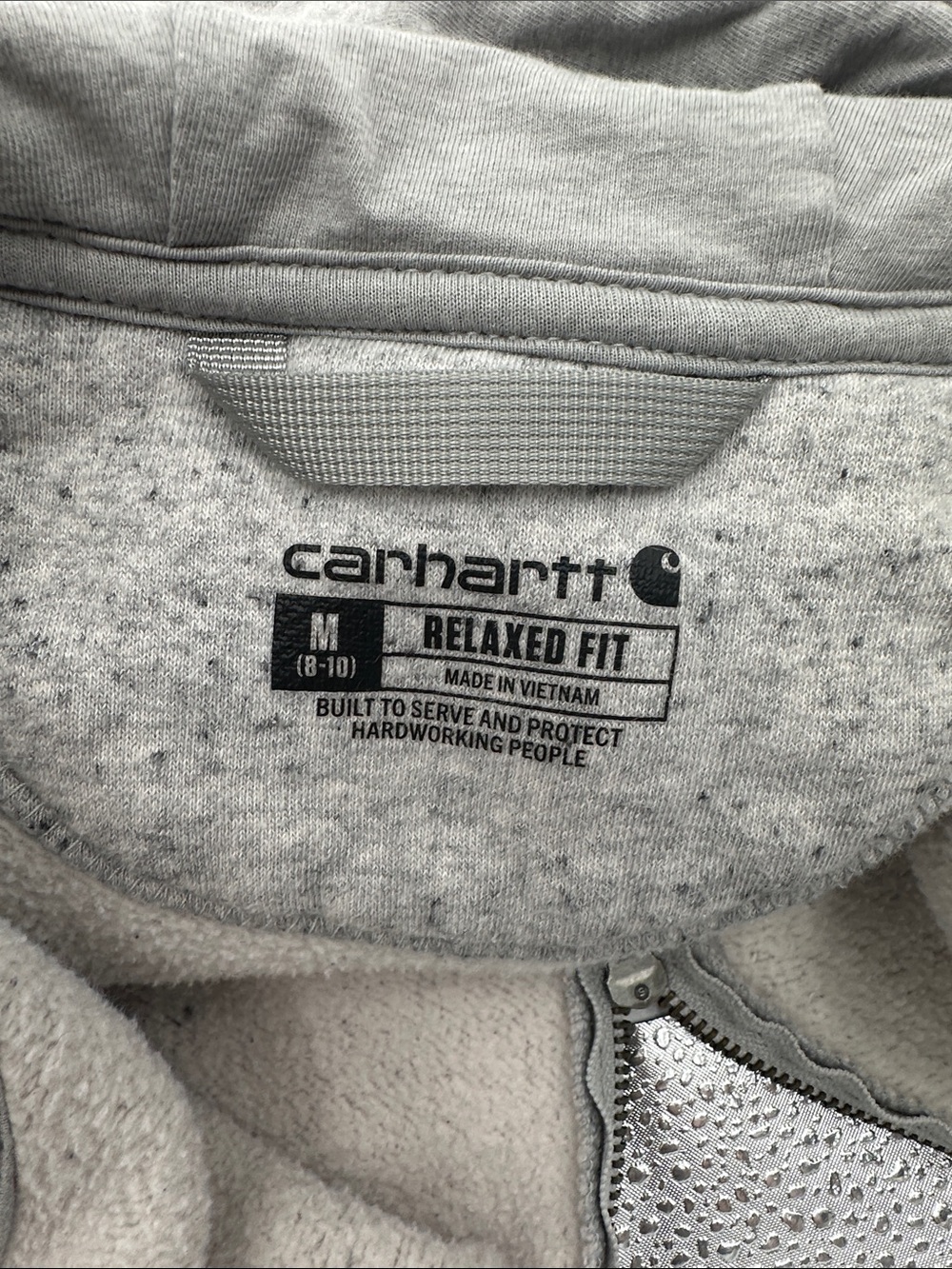 Carhartt Women’s Heather Light Gray Zip-Up Hoodie - Picture 3 of 4